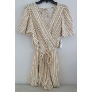 Altar'd State 26U2354EUI Womens Sz XL Mustard/Navy Striped Sleeveless Romper $70
